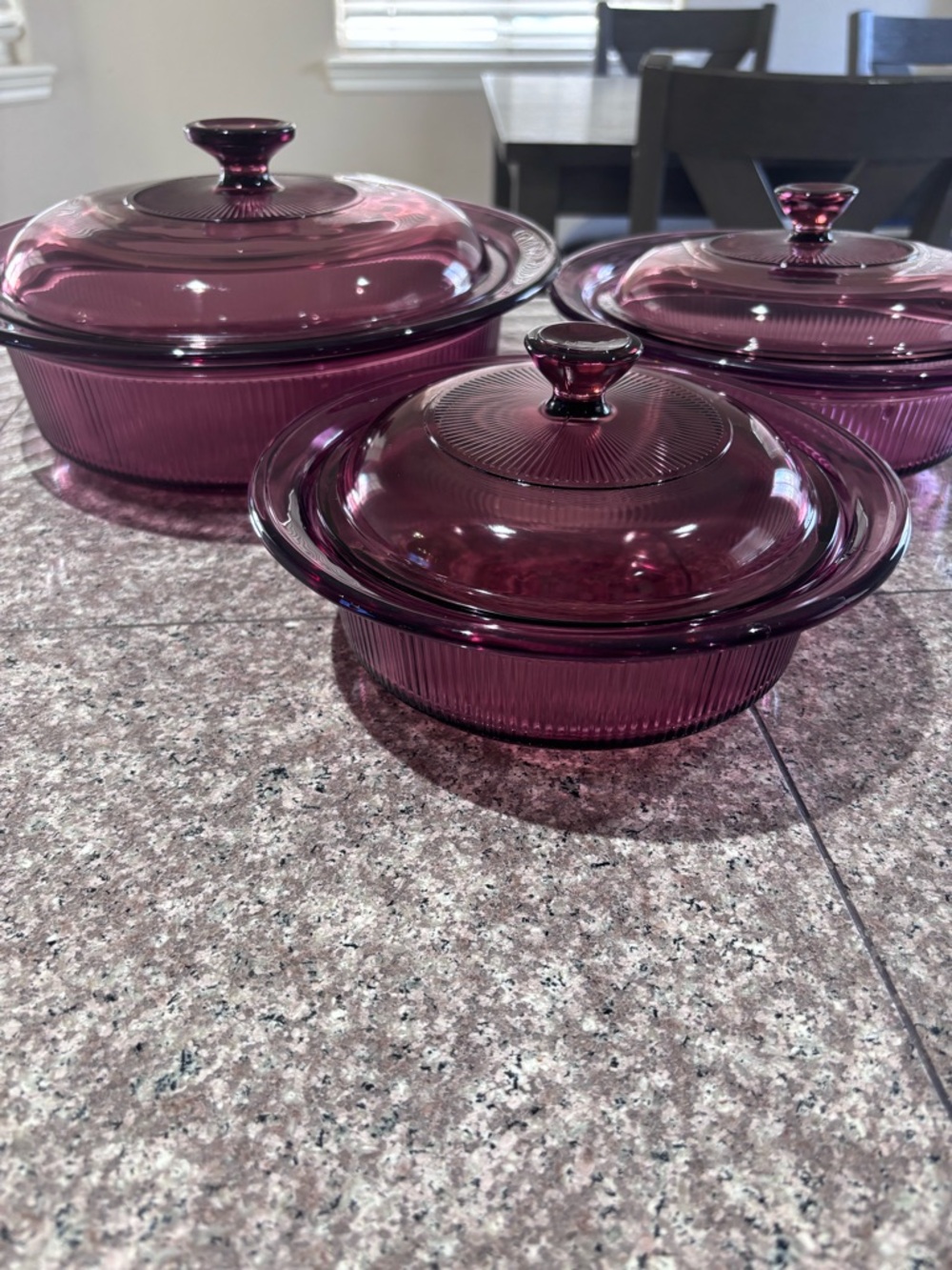 Vintage CorningWare Visions Cranberry
Glass Set - V30B, V31B, V33B